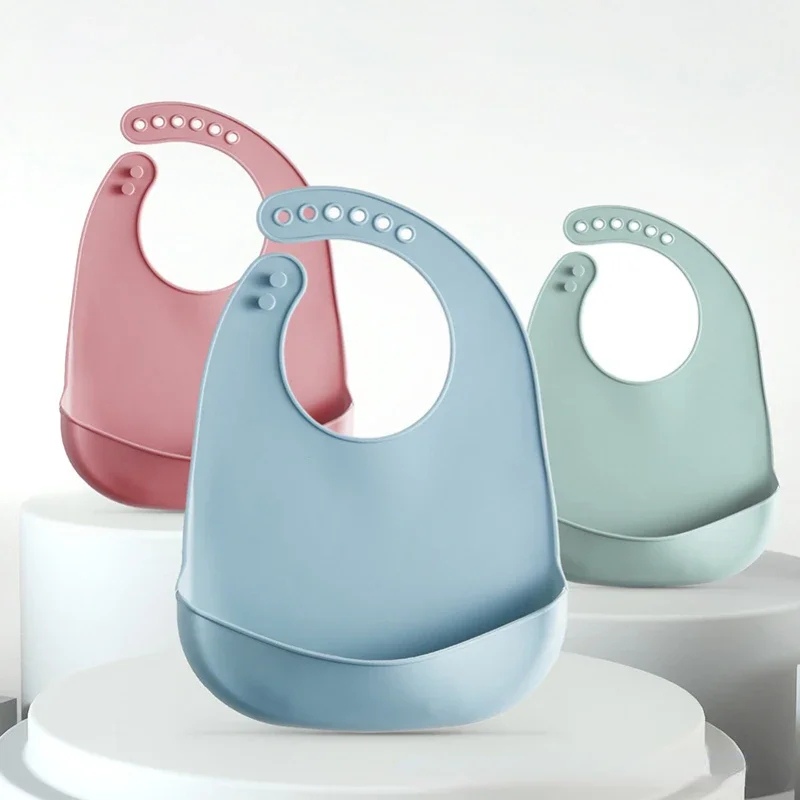 Silicone Baby Bibs - 1-3 Peças Babadores Ajustáveis Impermeáveis para