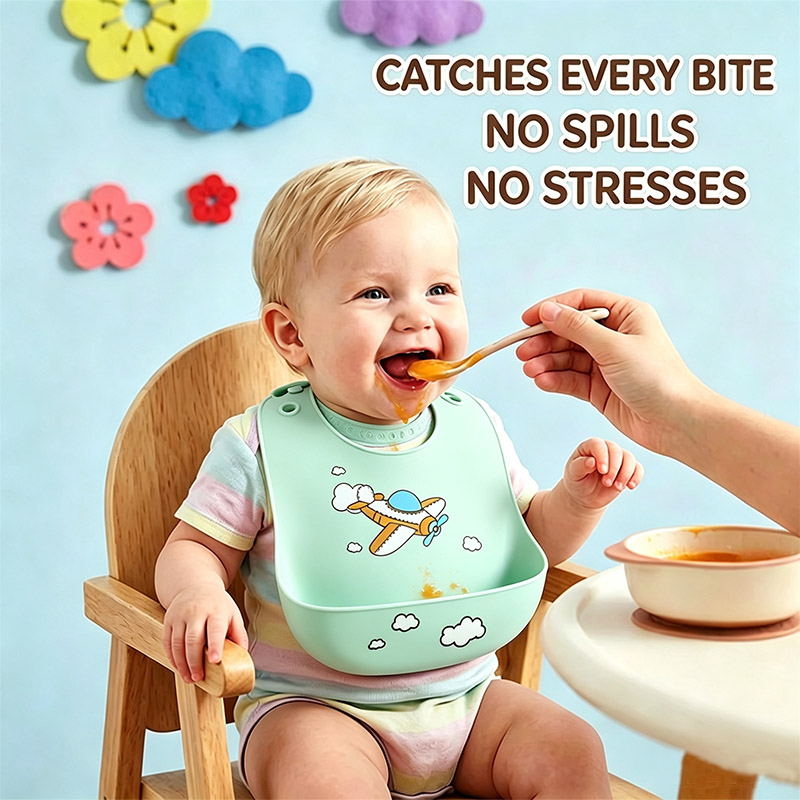 Silicone Baby Bibs - Babador de silicone para alimentação de