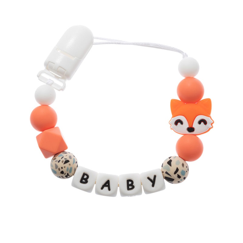 Baby Pacifier Clip - Nome personalizado dos desenhos animados artesanal