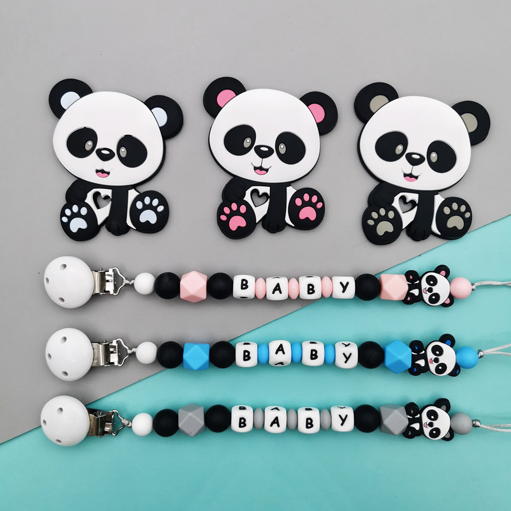 Baby Pacifier Clip - Panda personalizado inglês silicone carta nome