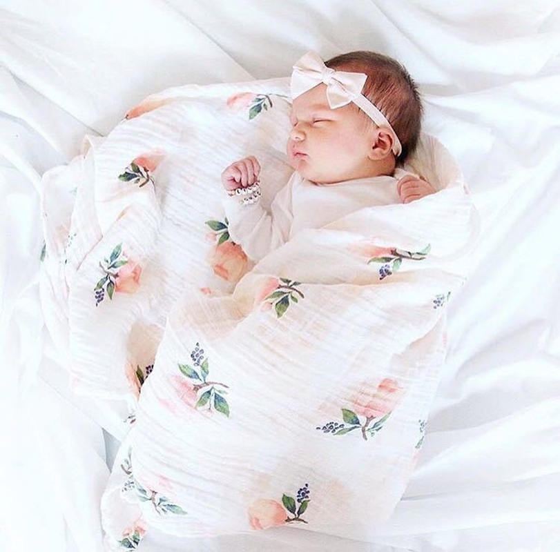 Baby Swaddle Blanket - Rosa 120x120cm 70% bambu 30% algodão