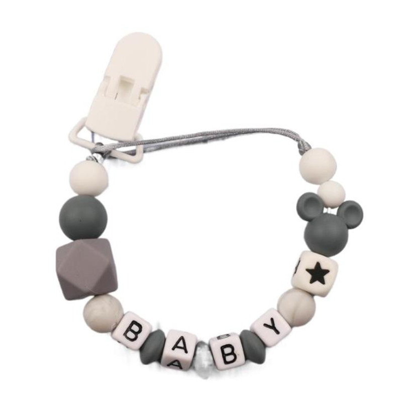 Baby Pacifier Clip - Bebê nome personalizado silicone chupeta clipe