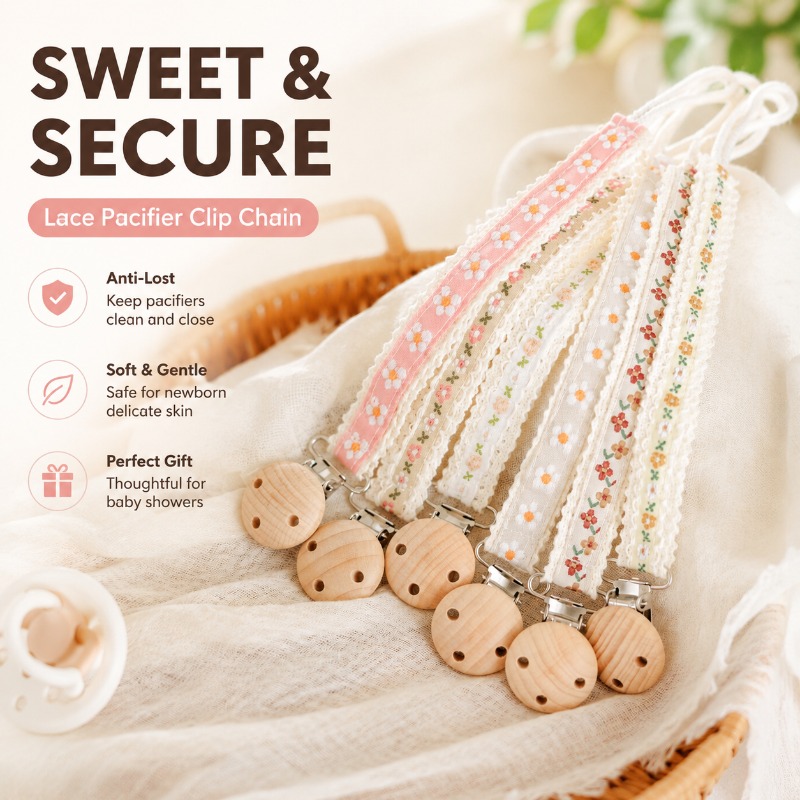 Baby Pacifier Clip - Prendedor de Chupeta de Renda para